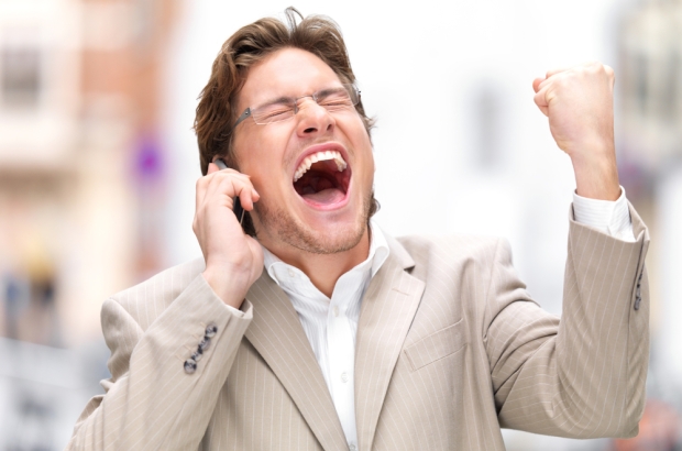 phone guy very happy
